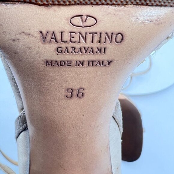 Valentino Garavani Women Size EU 36 US 6 Cream Leather Strappy Pump Heels - Picture 11 of 14